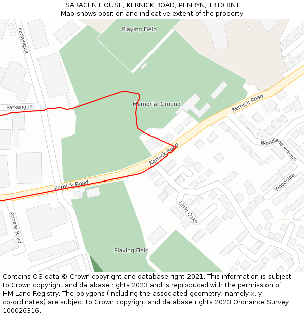 SARACEN HOUSE, KERNICK ROAD, PENRYN, TR10 8NT: Location map and indicative extent of plot