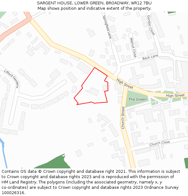 SARGENT HOUSE, LOWER GREEN, BROADWAY, WR12 7BU: Location map and indicative extent of plot
