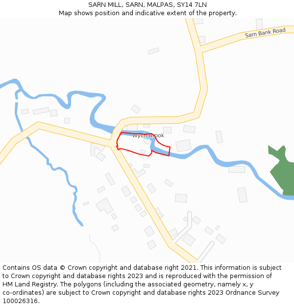 SARN MILL, SARN, MALPAS, SY14 7LN: Location map and indicative extent of plot