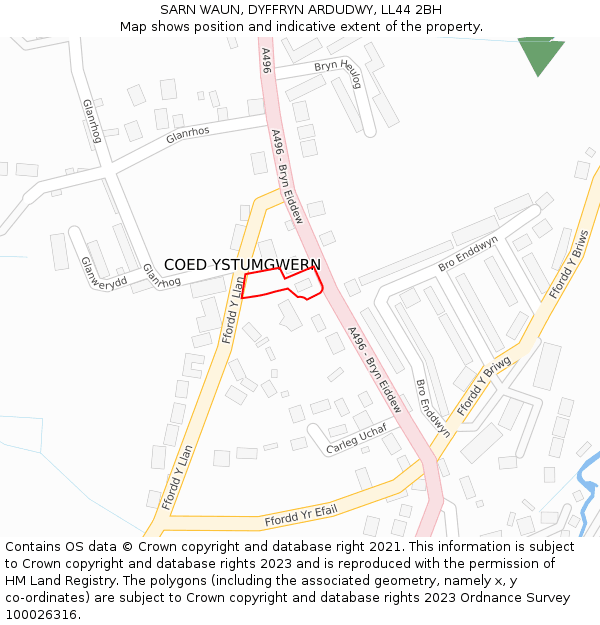 SARN WAUN, DYFFRYN ARDUDWY, LL44 2BH: Location map and indicative extent of plot