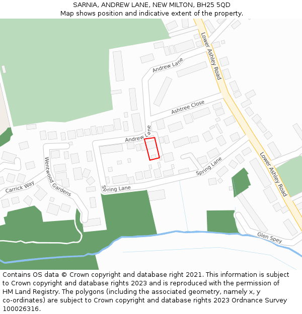 SARNIA, ANDREW LANE, NEW MILTON, BH25 5QD: Location map and indicative extent of plot