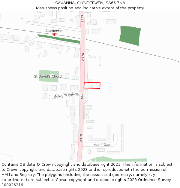 SAVANNA, CLYNDERWEN, SA66 7NA: Location map and indicative extent of plot