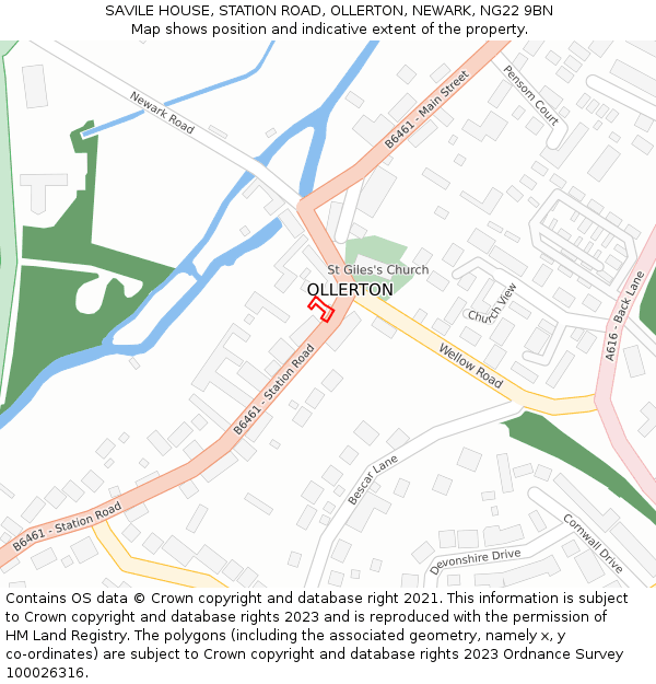 SAVILE HOUSE, STATION ROAD, OLLERTON, NEWARK, NG22 9BN: Location map and indicative extent of plot