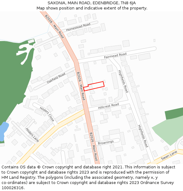 SAXONIA, MAIN ROAD, EDENBRIDGE, TN8 6JA: Location map and indicative extent of plot
