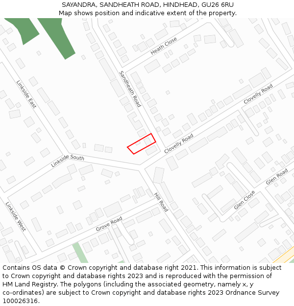 SAYANDRA, SANDHEATH ROAD, HINDHEAD, GU26 6RU: Location map and indicative extent of plot