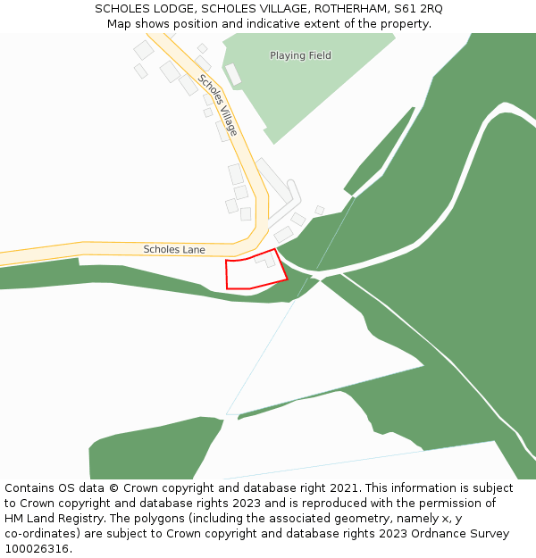 SCHOLES LODGE, SCHOLES VILLAGE, ROTHERHAM, S61 2RQ: Location map and indicative extent of plot