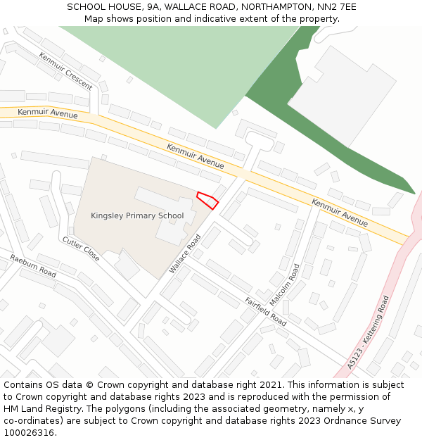 SCHOOL HOUSE, 9A, WALLACE ROAD, NORTHAMPTON, NN2 7EE: Location map and indicative extent of plot