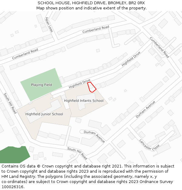 SCHOOL HOUSE, HIGHFIELD DRIVE, BROMLEY, BR2 0RX: Location map and indicative extent of plot