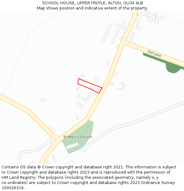 SCHOOL HOUSE, UPPER FROYLE, ALTON, GU34 4LB: Location map and indicative extent of plot