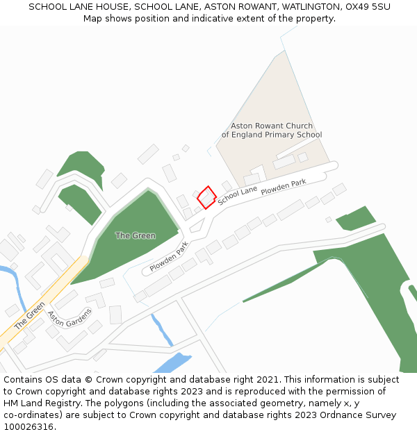 SCHOOL LANE HOUSE, SCHOOL LANE, ASTON ROWANT, WATLINGTON, OX49 5SU: Location map and indicative extent of plot