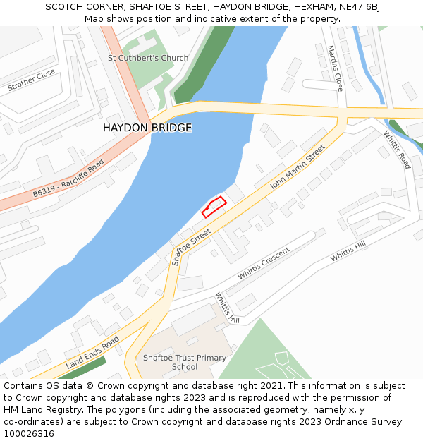 SCOTCH CORNER, SHAFTOE STREET, HAYDON BRIDGE, HEXHAM, NE47 6BJ: Location map and indicative extent of plot