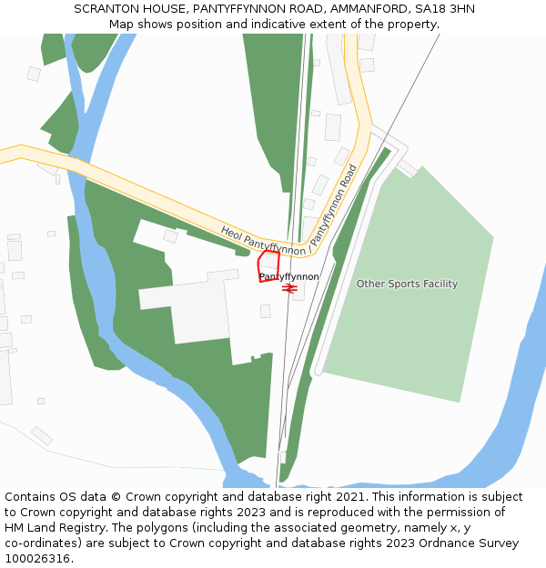 SCRANTON HOUSE, PANTYFFYNNON ROAD, AMMANFORD, SA18 3HN: Location map and indicative extent of plot