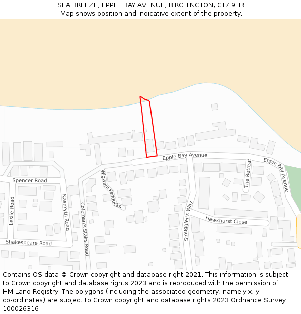 SEA BREEZE, EPPLE BAY AVENUE, BIRCHINGTON, CT7 9HR: Location map and indicative extent of plot