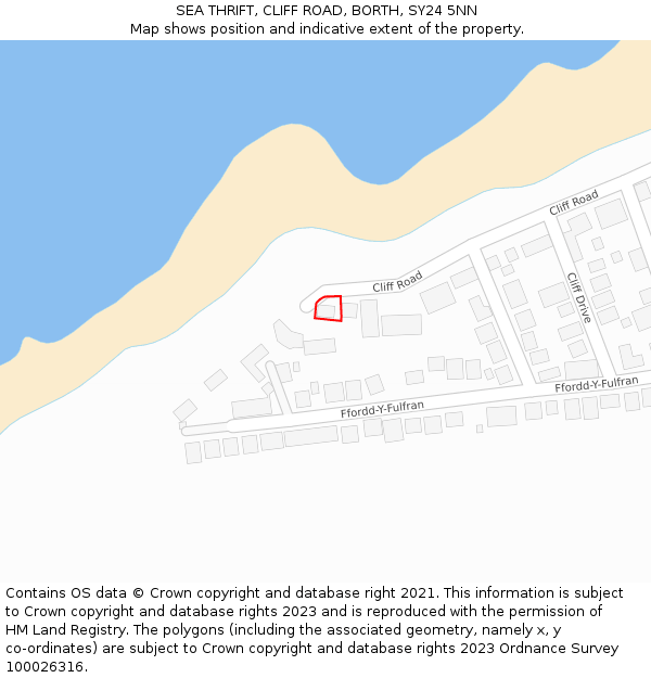 SEA THRIFT, CLIFF ROAD, BORTH, SY24 5NN: Location map and indicative extent of plot
