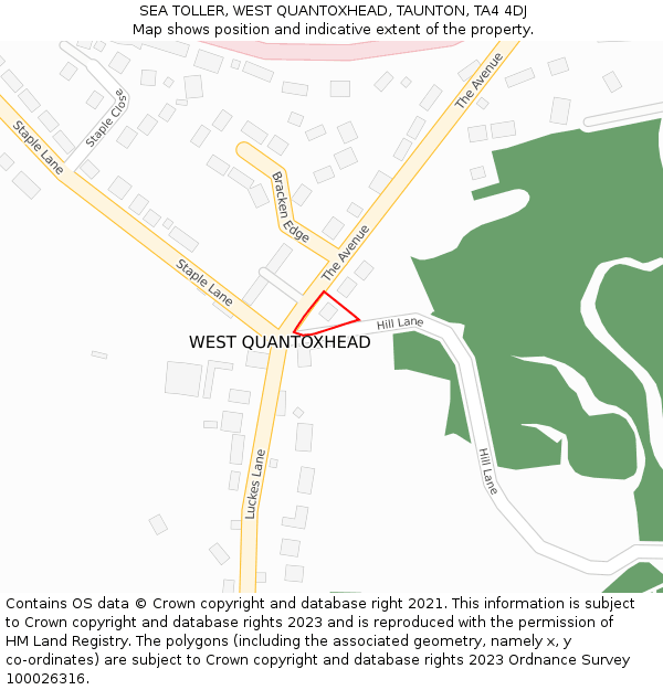 SEA TOLLER, WEST QUANTOXHEAD, TAUNTON, TA4 4DJ: Location map and indicative extent of plot