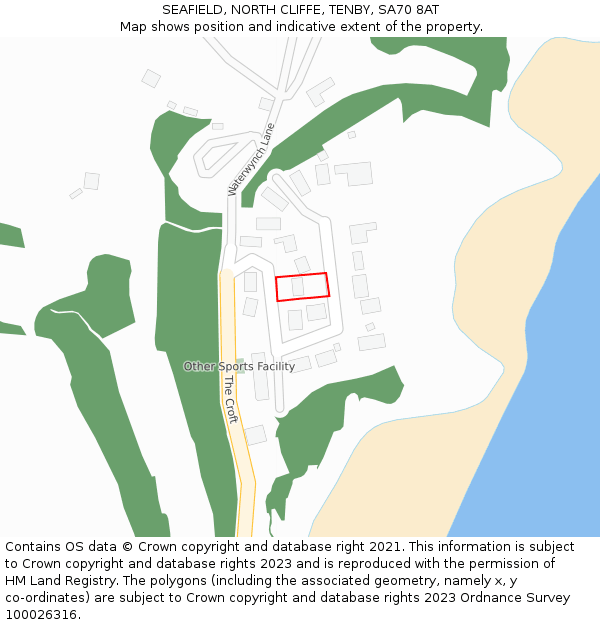 SEAFIELD, NORTH CLIFFE, TENBY, SA70 8AT: Location map and indicative extent of plot