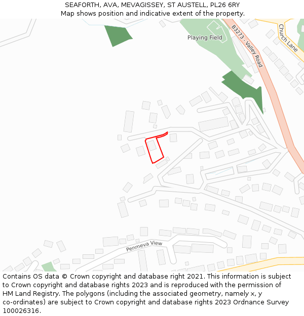 SEAFORTH, AVA, MEVAGISSEY, ST AUSTELL, PL26 6RY: Location map and indicative extent of plot