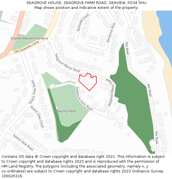 SEAGROVE HOUSE, SEAGROVE FARM ROAD, SEAVIEW, PO34 5HU: Location map and indicative extent of plot