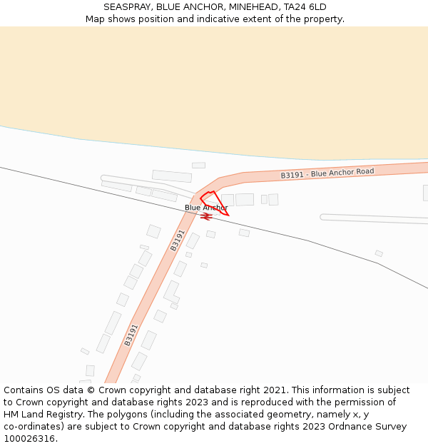 SEASPRAY, BLUE ANCHOR, MINEHEAD, TA24 6LD: Location map and indicative extent of plot