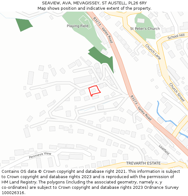 SEAVIEW, AVA, MEVAGISSEY, ST AUSTELL, PL26 6RY: Location map and indicative extent of plot