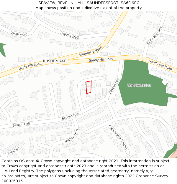 SEAVIEW, BEVELIN HALL, SAUNDERSFOOT, SA69 9PG: Location map and indicative extent of plot