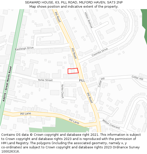 SEAWARD HOUSE, 63, PILL ROAD, MILFORD HAVEN, SA73 2NP: Location map and indicative extent of plot