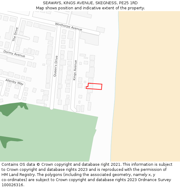 SEAWAYS, KINGS AVENUE, SKEGNESS, PE25 1RD: Location map and indicative extent of plot