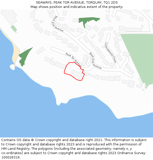 SEAWAYS, PEAK TOR AVENUE, TORQUAY, TQ1 2DS: Location map and indicative extent of plot