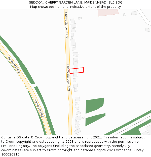 SEDDON, CHERRY GARDEN LANE, MAIDENHEAD, SL6 3QG: Location map and indicative extent of plot