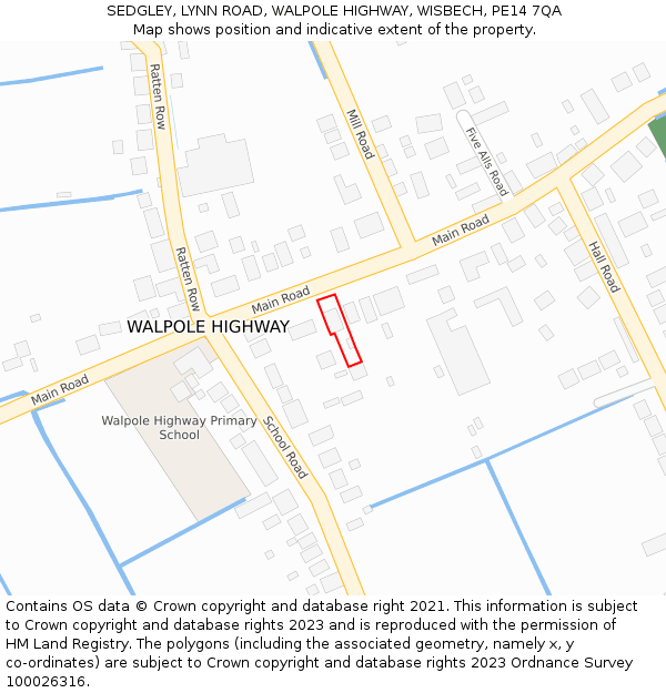 SEDGLEY, LYNN ROAD, WALPOLE HIGHWAY, WISBECH, PE14 7QA: Location map and indicative extent of plot