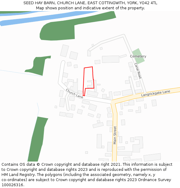 SEED HAY BARN, CHURCH LANE, EAST COTTINGWITH, YORK, YO42 4TL: Location map and indicative extent of plot