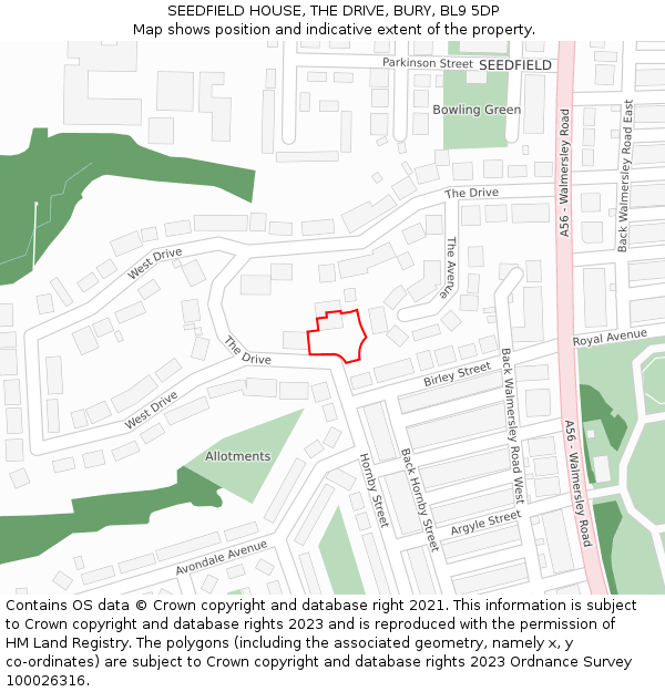 SEEDFIELD HOUSE, THE DRIVE, BURY, BL9 5DP: Location map and indicative extent of plot