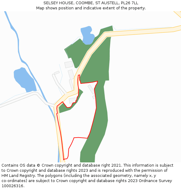 SELSEY HOUSE, COOMBE, ST AUSTELL, PL26 7LL: Location map and indicative extent of plot