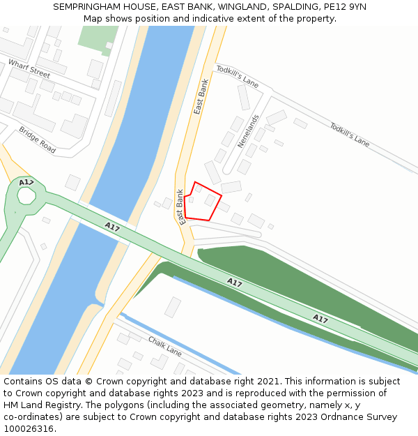 SEMPRINGHAM HOUSE, EAST BANK, WINGLAND, SPALDING, PE12 9YN: Location map and indicative extent of plot