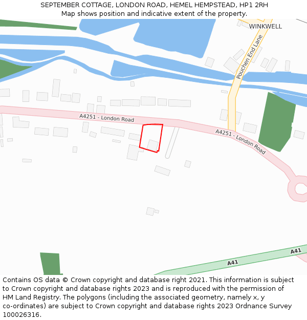 SEPTEMBER COTTAGE, LONDON ROAD, HEMEL HEMPSTEAD, HP1 2RH: Location map and indicative extent of plot