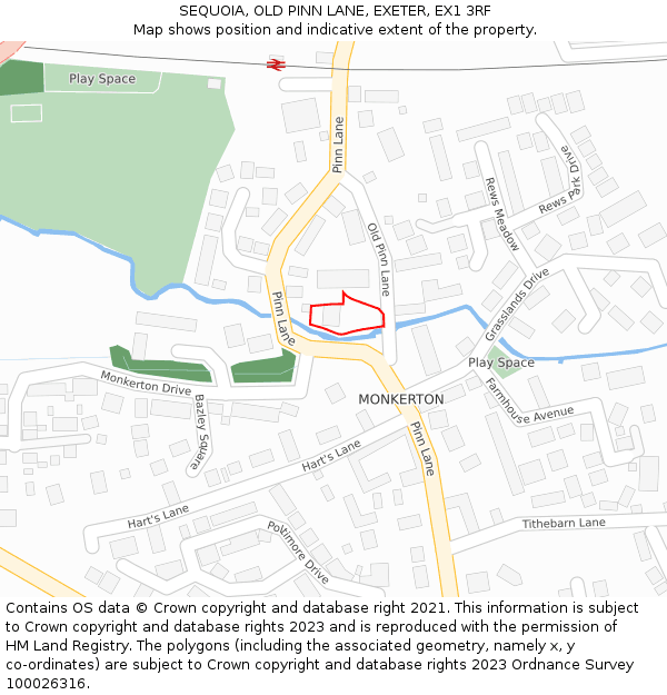 SEQUOIA, OLD PINN LANE, EXETER, EX1 3RF: Location map and indicative extent of plot