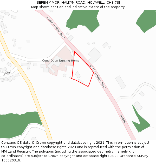 SEREN Y MOR, HALKYN ROAD, HOLYWELL, CH8 7SJ: Location map and indicative extent of plot