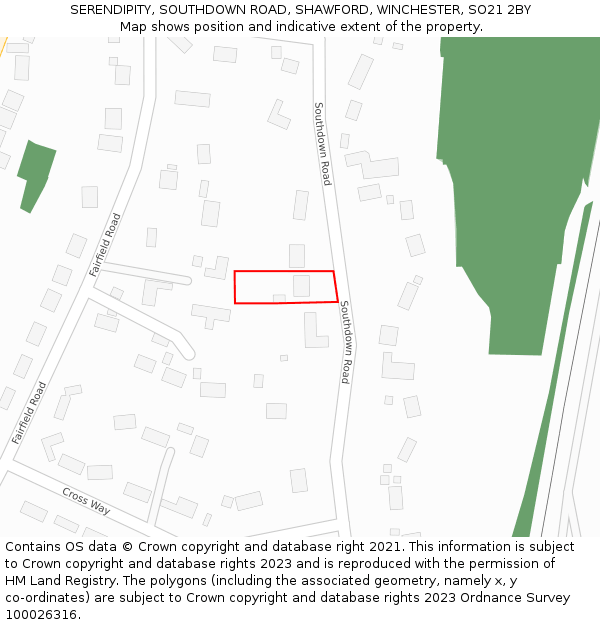 SERENDIPITY, SOUTHDOWN ROAD, SHAWFORD, WINCHESTER, SO21 2BY: Location map and indicative extent of plot