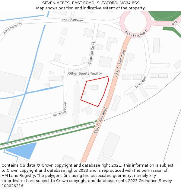 SEVEN ACRES, EAST ROAD, SLEAFORD, NG34 8SS: Location map and indicative extent of plot