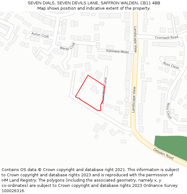 SEVEN DIALS, SEVEN DEVILS LANE, SAFFRON WALDEN, CB11 4BB: Location map and indicative extent of plot