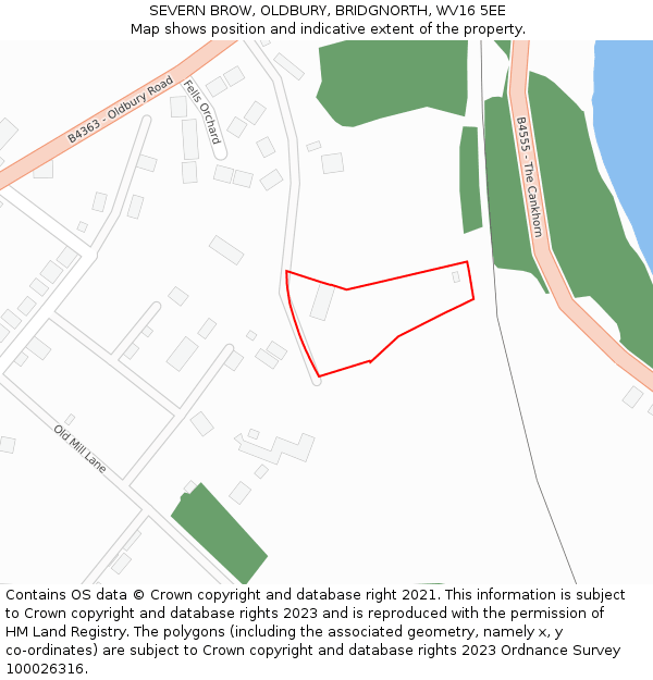 SEVERN BROW, OLDBURY, BRIDGNORTH, WV16 5EE: Location map and indicative extent of plot