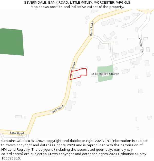 SEVERNDALE, BANK ROAD, LITTLE WITLEY, WORCESTER, WR6 6LS: Location map and indicative extent of plot