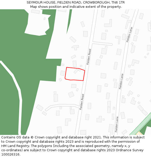 SEYMOUR HOUSE, FIELDEN ROAD, CROWBOROUGH, TN6 1TR: Location map and indicative extent of plot
