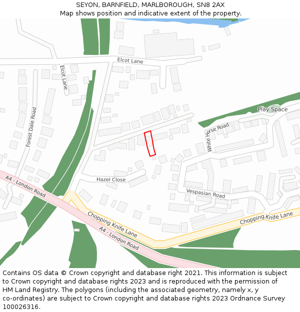 SEYON, BARNFIELD, MARLBOROUGH, SN8 2AX: Location map and indicative extent of plot