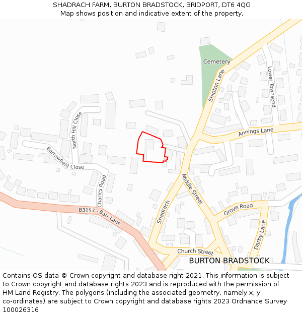 SHADRACH FARM, BURTON BRADSTOCK, BRIDPORT, DT6 4QG: Location map and indicative extent of plot