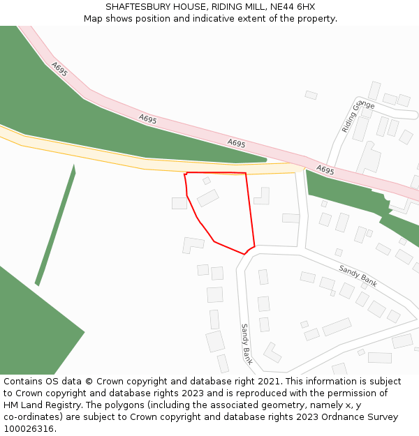 SHAFTESBURY HOUSE, RIDING MILL, NE44 6HX: Location map and indicative extent of plot