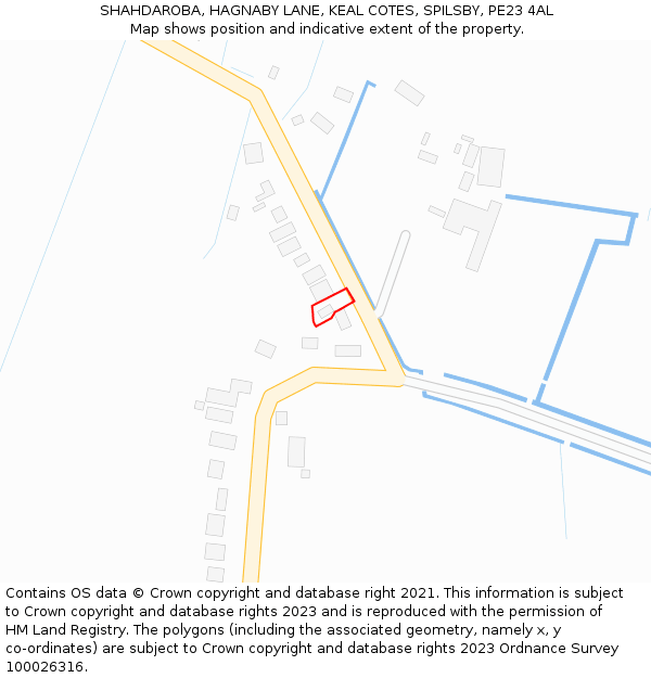 SHAHDAROBA, HAGNABY LANE, KEAL COTES, SPILSBY, PE23 4AL: Location map and indicative extent of plot