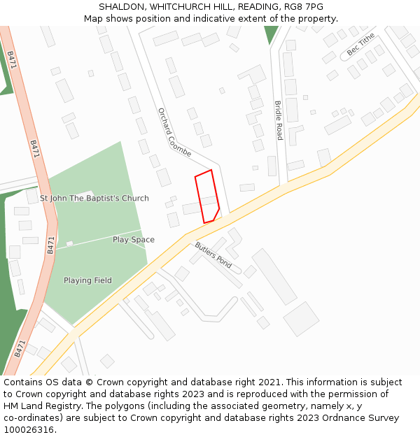 SHALDON, WHITCHURCH HILL, READING, RG8 7PG: Location map and indicative extent of plot