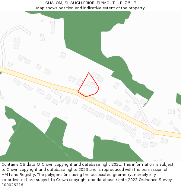 SHALOM, SHAUGH PRIOR, PLYMOUTH, PL7 5HB: Location map and indicative extent of plot