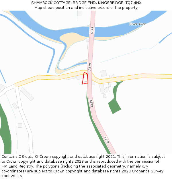 SHAMROCK COTTAGE, BRIDGE END, KINGSBRIDGE, TQ7 4NX: Location map and indicative extent of plot